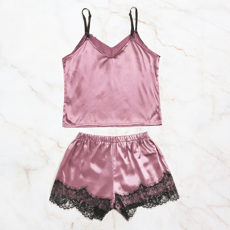 sexy satin lace camisole pajamas NSYO9784