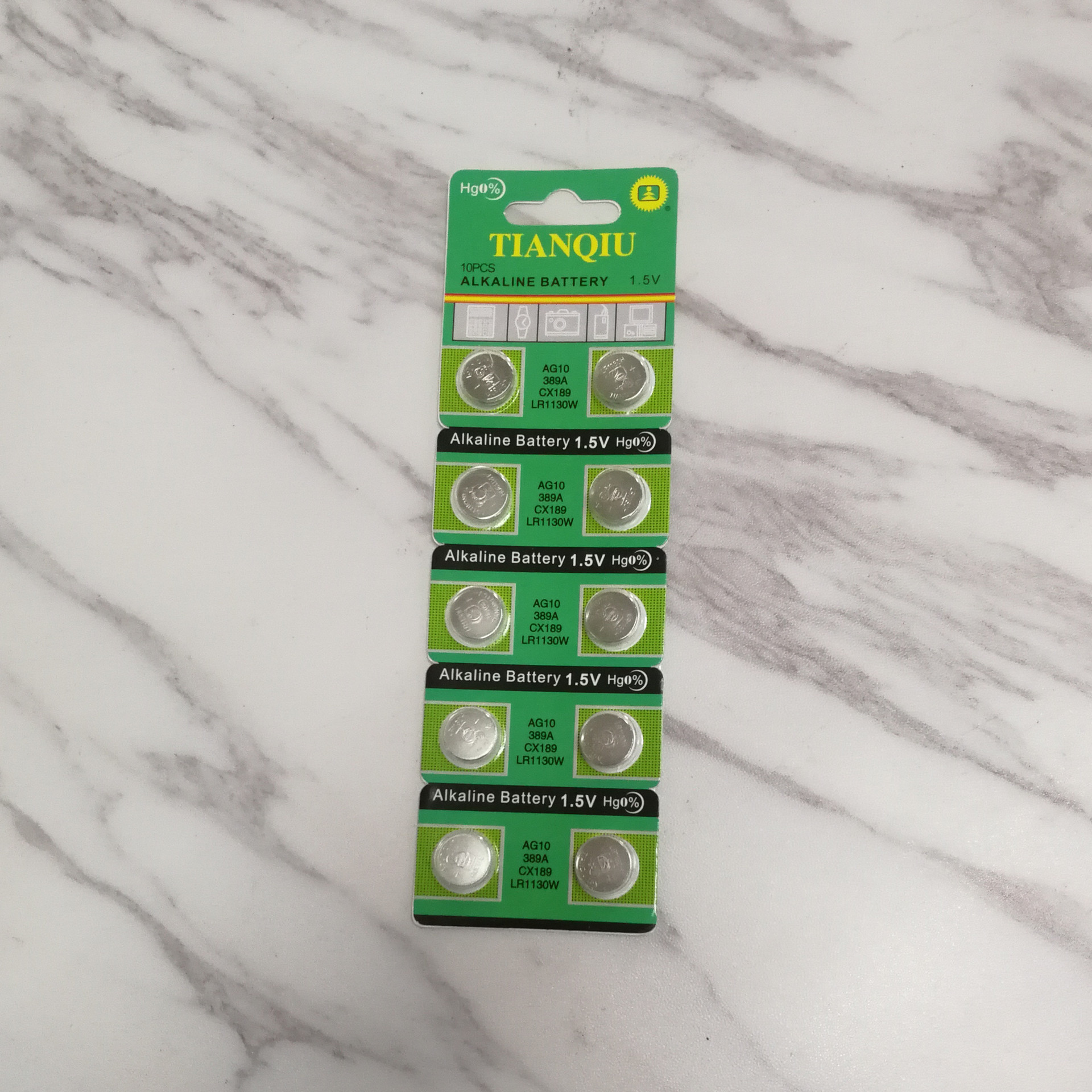 国产天球AG10电子原装389A手表纽扣电池10粒卡装CX189 LR1130W