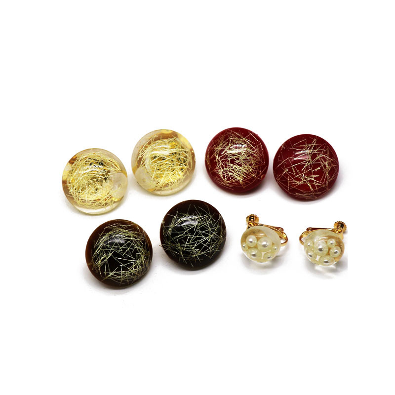 Round Resin-coated Gold Wire And Gold Wire Ear Clips Transparent Resin-coated Pearl Screw Ear Clips display picture 11