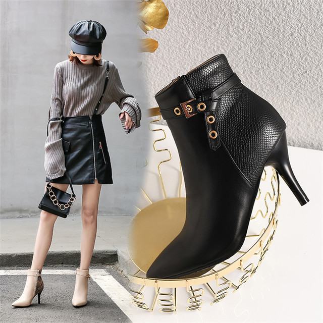 Side zipper thin high heel new fall and winter fashion simple and versatile short boots