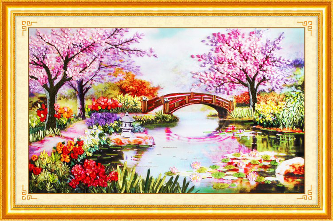 Ventas directas de la fábrica oujin cinta bordado color impresión pintura salón paisaje primer amor lugar