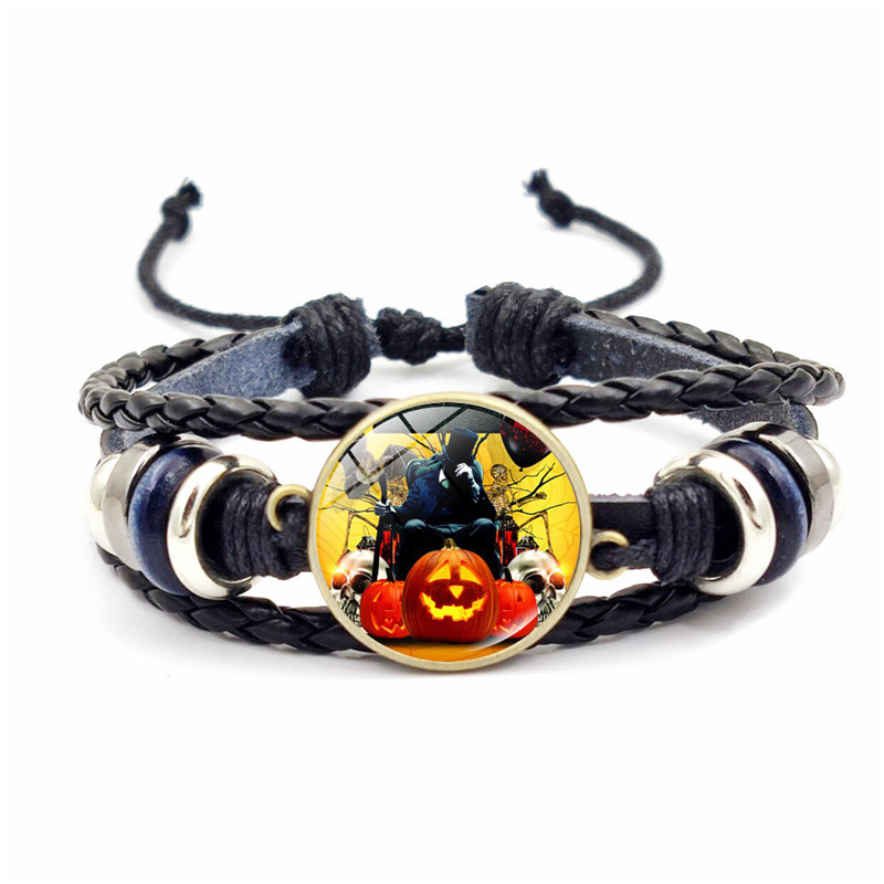 Halloween Demon Pumpkin Beaded Bracelet Retro Woven Accessory_voghion.com