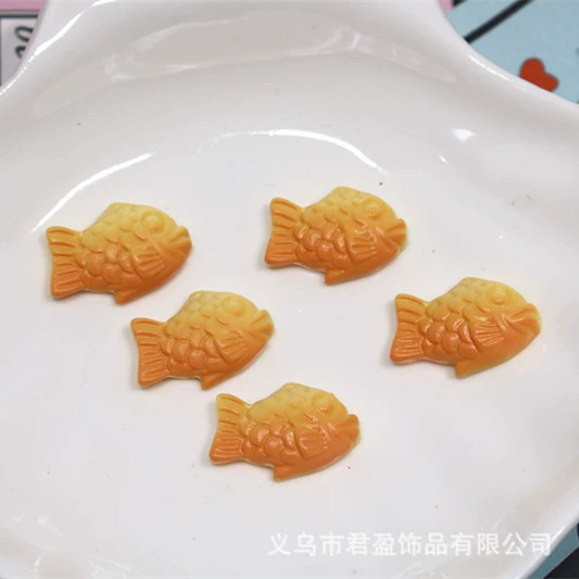 Реалистичная еда из смолы для игры, подвеска — ручная работа, рыбная Biscuit, миниатюра 1,5×2,0 см, поделки своими руками