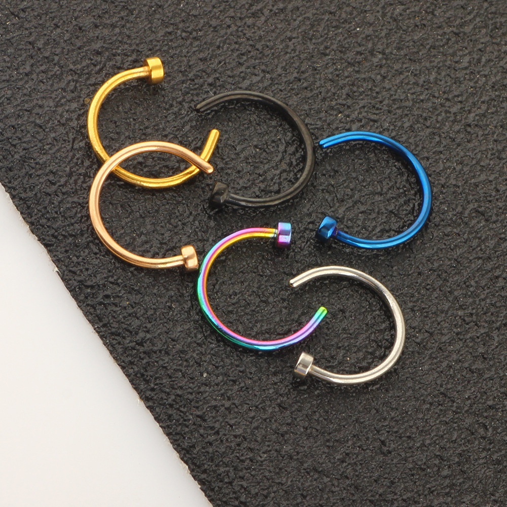Stainless Steel C-Shape Nose Ring Nose Stud 6 Color Mixed Set - Popular Body Piercing Jewelry for Europe and US Amazon Supply detail image 11