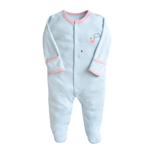Newborn baby foot-covering one-piece clothing, male and female baby cotton long-sleeved clothing, three-piece set
