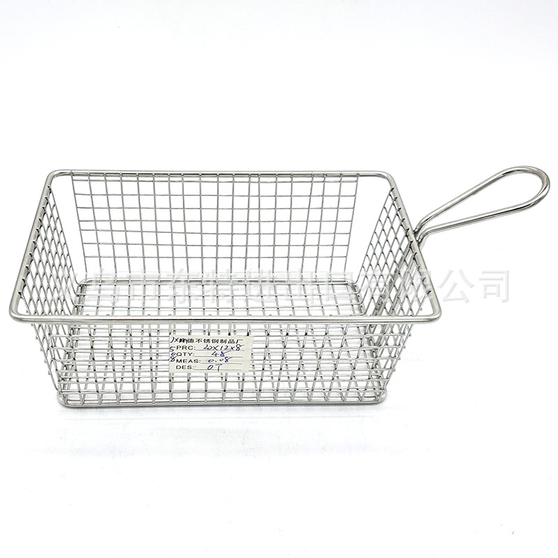 Factory direct sales of stainless steel frying baskets and sieves, French fries frying baskets, deep-frying baskets, filters and sieves, snack and pastry baskets and frames detail image 4