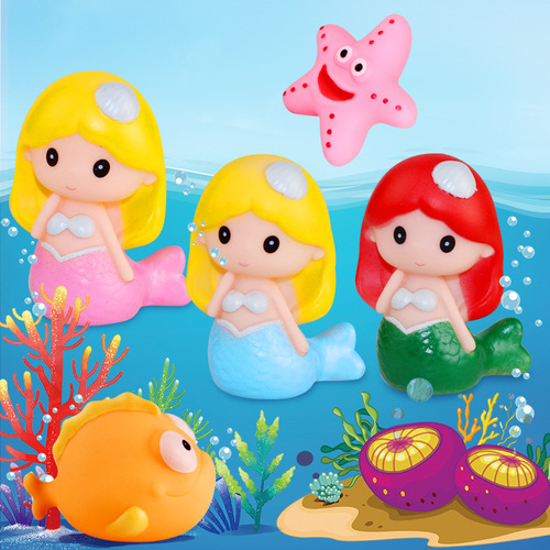New style of playing in the water, pinching and calling Mermaid Ji, vinyl marine animal toy, mermaid doll, creative birthday gift
