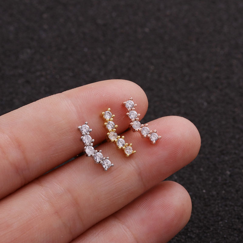 Ear Cartilage Rings & Studs Star 316 Stainless Steel  Copper Zircon display picture 5