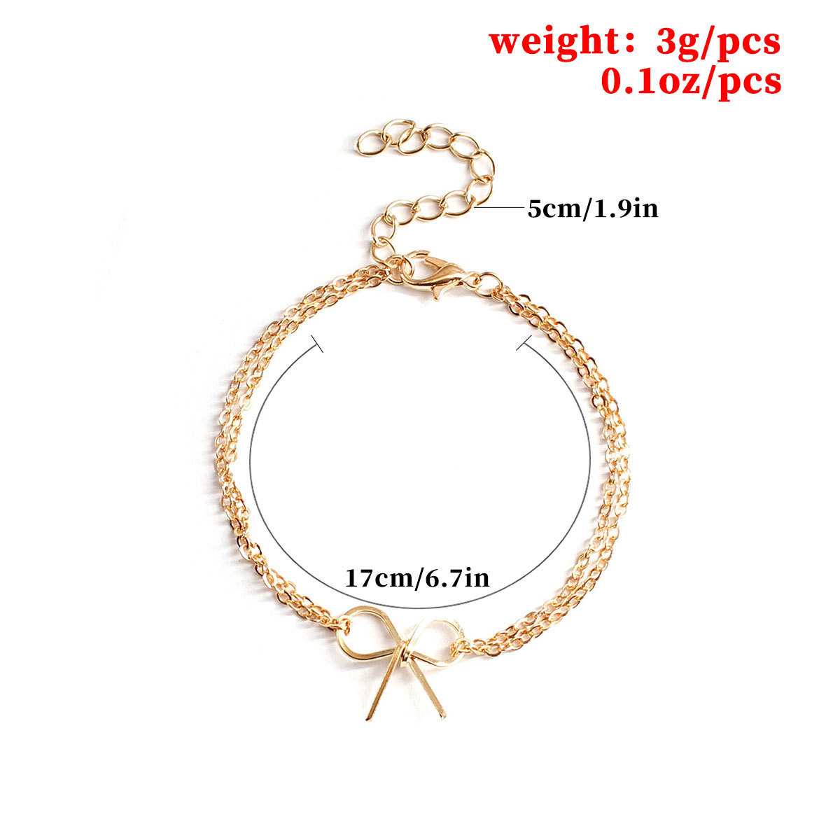 5g Weight Classic Style Bow Knot Alloy Cable Chain Chain & Link Bracelets Wholesale