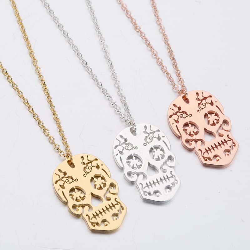 Stainless Steel Retro Plating Skull Pendant Necklace display picture 3