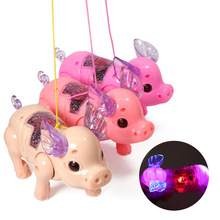 牽繩小豬 電動豬 電動發光音樂牽繩豬 地攤熱賣玩具批發