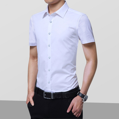 2020年春夏男式短袖衬衫青年韩版新款男士时尚方领商务衬衣职业装