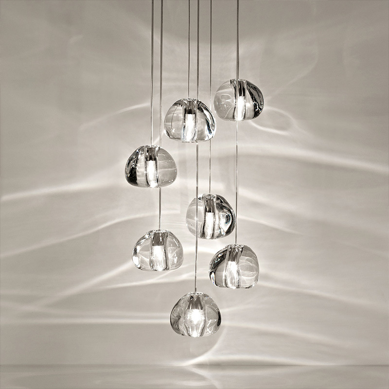 美式樱桃水晶玻璃吊灯现代复式楼梯灯LED单头创意个性流星雨吊灯