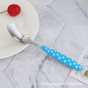 Rainbow -colored plastic handle stainless steel knife fork spoon dot and western tableware wave dot handle, bull buckle spoon