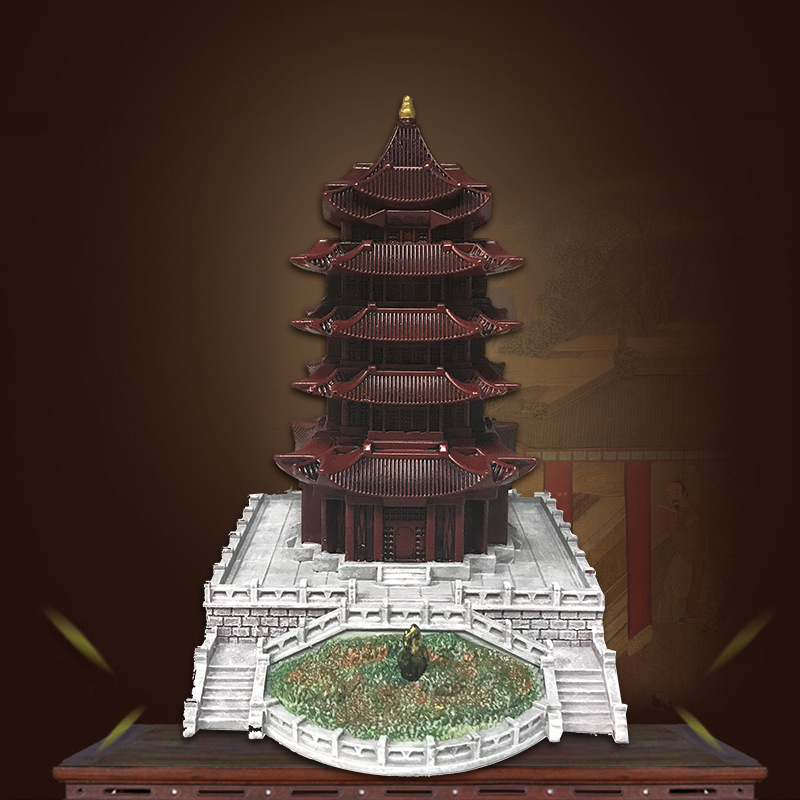 武汉黄鹤楼建筑模型摆件批发树脂工艺品摆件景区旅游纪念品可定制