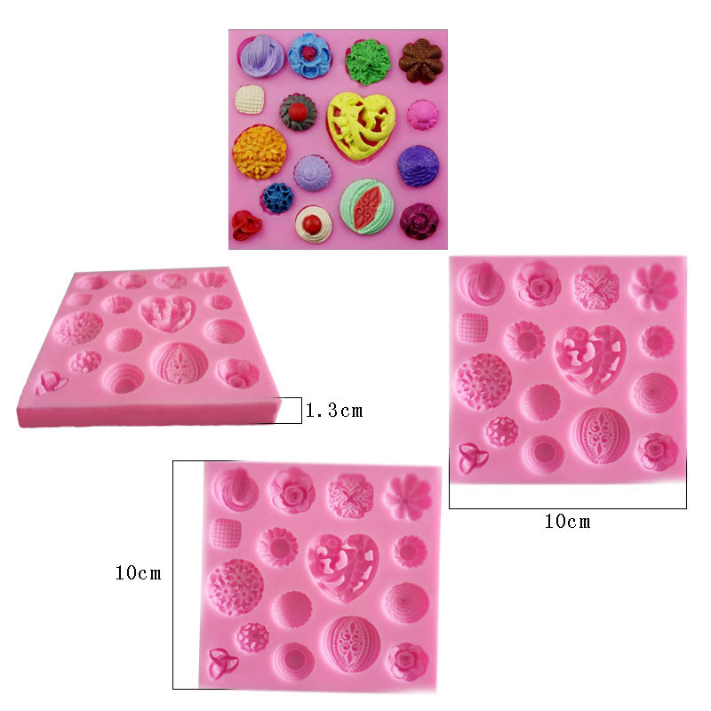 DIY烘焙翻糖模具多种形状纽扣压模 巧克力蛋糕硅胶粘土陶泥工具