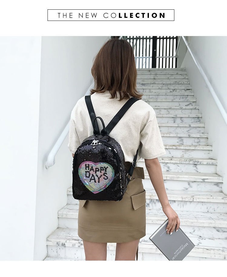 2019夏季新款女士亮片炫彩独角兽双肩包可变色翻面外贸背包学生包 pic 29
