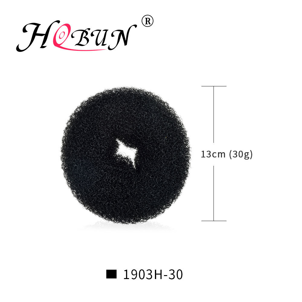 HOBUN 黑色波波头盘发器30克尼龙丝发圈丸子头甜甜圈造型工具批发