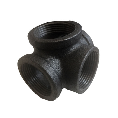 玛钢可锻铸铁黑品立体四通铸铁四六分1寸工业风管接头铸铁角四通|ms