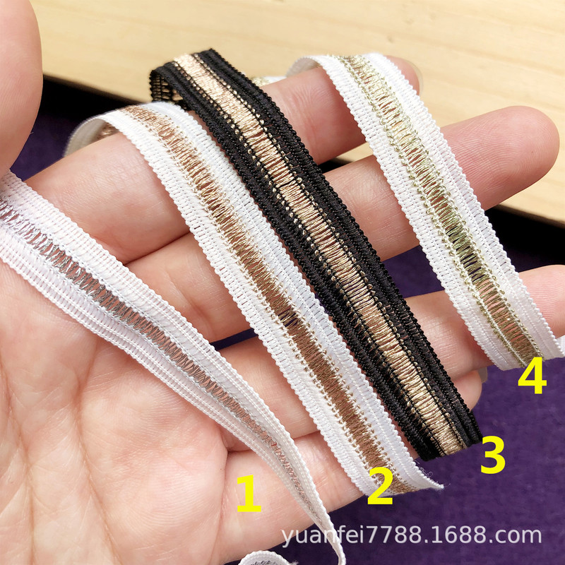 F-662 Rayon Double Straight Edge Middle Hollow Gold Line Stair Special Ribbon New Lace Accessories