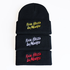 European and American trend Real Hasta La Muerte letter embroidered knitted hat woolen hat hip-hop pullover hat