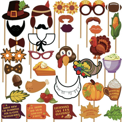 Thanksgiving party photograph prop hold Beard turkey Party decorate suit thankgiving