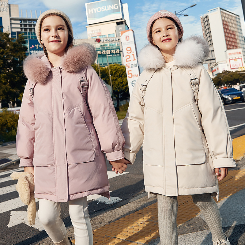 兒童羽絨服女中長款2019新款韓版洋氣品牌加厚大童裝冬季外套批發