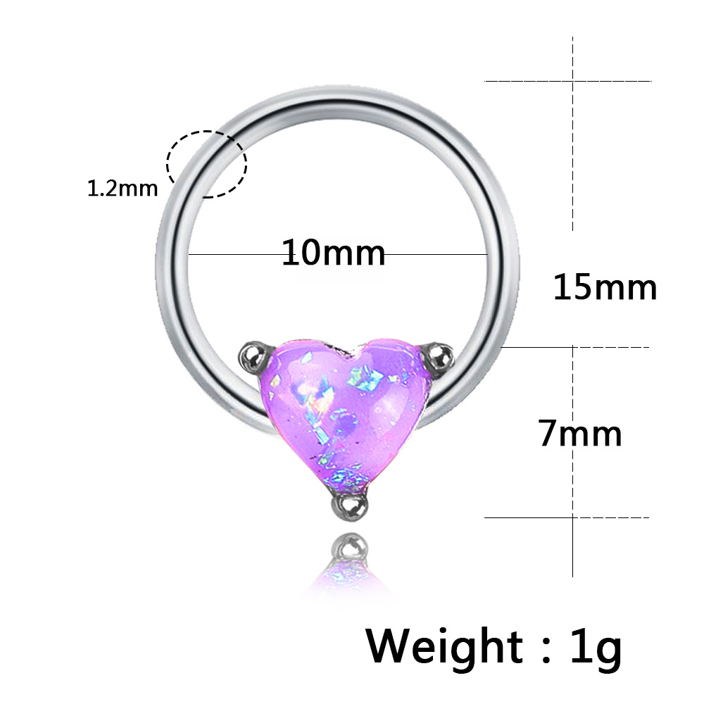 European And American Imitation Opal Heart Nose Buckle Wholesale display picture 2
