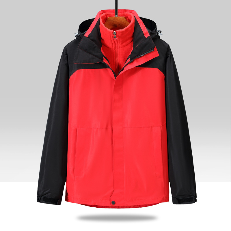 户外亲子装儿童冲锋衣三合一两件套可拆卸男女中大童防风防寒外套|ms