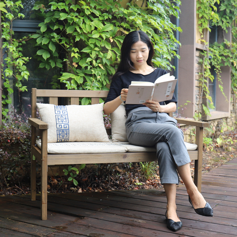 Factory direct selling double sofa gonoid chair modern minimalist home leisure outdoor balcony solid wood back chair
