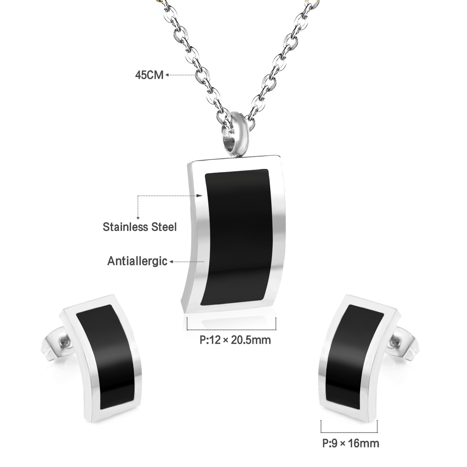 Fashion Geometric Stainless Steel Plating Earrings Necklace 1 Set
