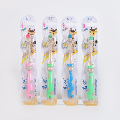 兒童軟毛牙刷 細軟毛小頭卡通長頸鹿牙刷 稭稈兒童牙刷批發