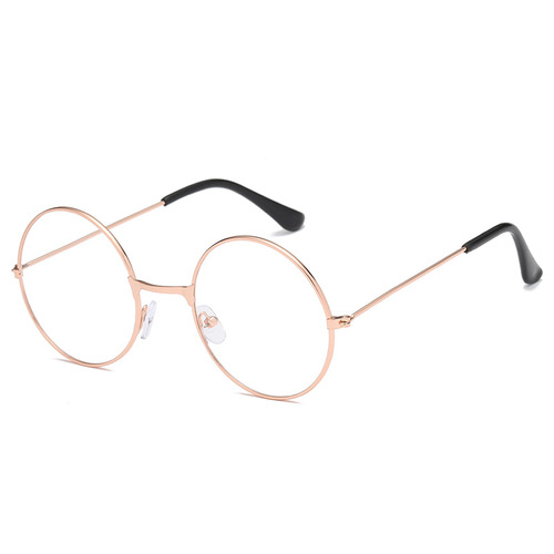 Japanese-style metal round-framed literary flat glasses, Korean no-prescription flat glasses, fashionable retro literary round-frame glasses