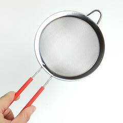 Deepened handheld silicone handle stainless steel flour sieve 30 mesh fine mesh sieve powdered sugar sieve colander oil grid tool