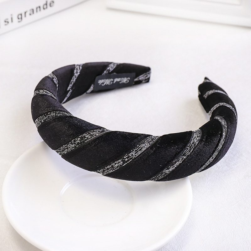 Korean fashion new simple gold velvet fabric bronzing stripe hair band wholesale nihaojewelrypicture5