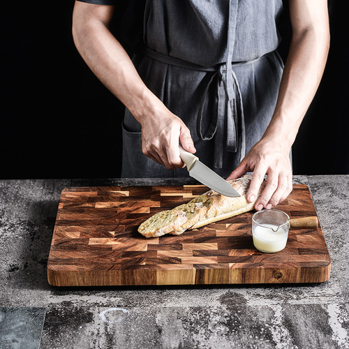Factory direct sales acacia wood cutting board home kitchen large solid wood durable geometric square splicing wooden cutting board