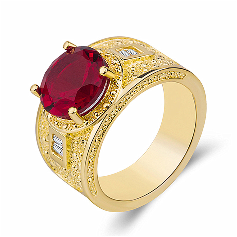 hot selling fashion style foreign trade supply trendy big men's ring jewelry gold plated zircon ring direct sales_ipsvogv.com