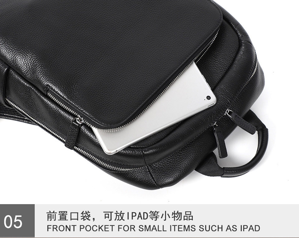 Ba lô nam da bò thật lớp đầu cỡ lớn 41×28×12 cm, ngăn laptop 14 inch chống nước — Màu đen chi tiết 18