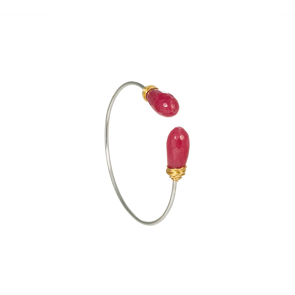 Großhandel Schmuck Mehrfarbiger Ovaler Natürlicher Achatstein Offenes Armband Nihaojewelry display picture 1