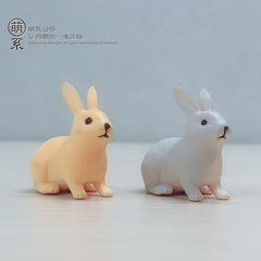 卡通動物坐兔 仿真兔子PVC動物 精裝鑰匙扣掛件 微景觀擺件配件