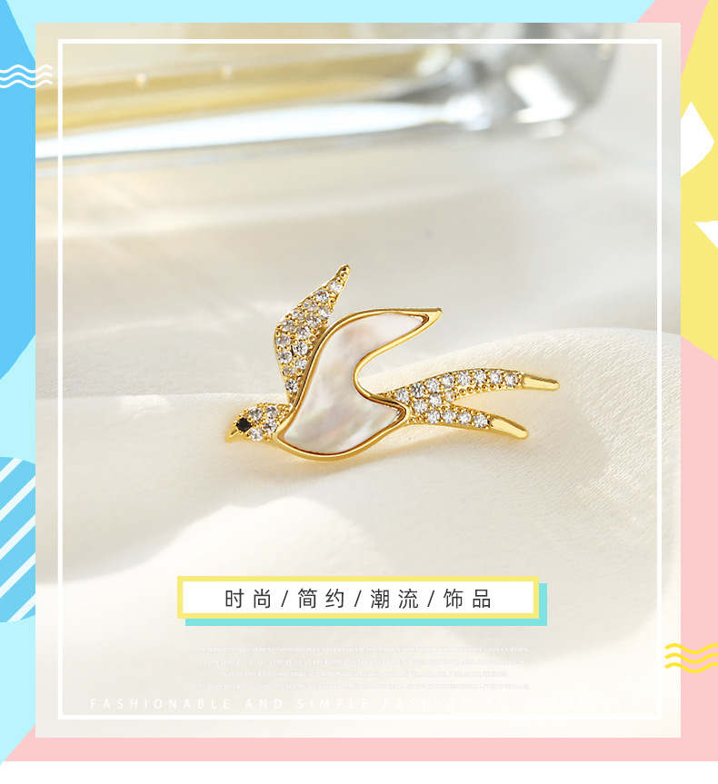 Fashion Swallow Brooch Micro Inlaid Zircon Anti-lighting Brooch display picture 15