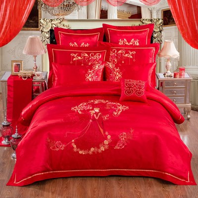 婚庆床上用品 奢华全棉贡缎提花四件套 六八 九件套 多件套批发
