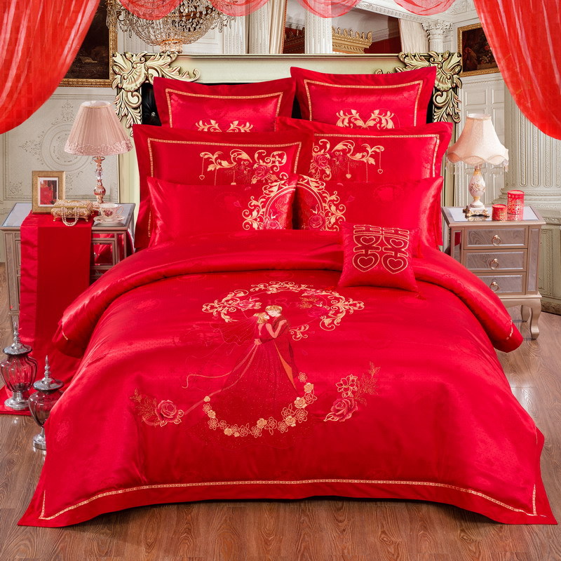 婚庆床上用品 奢华全棉贡缎提花四件套 六八 九件套 多件套批发