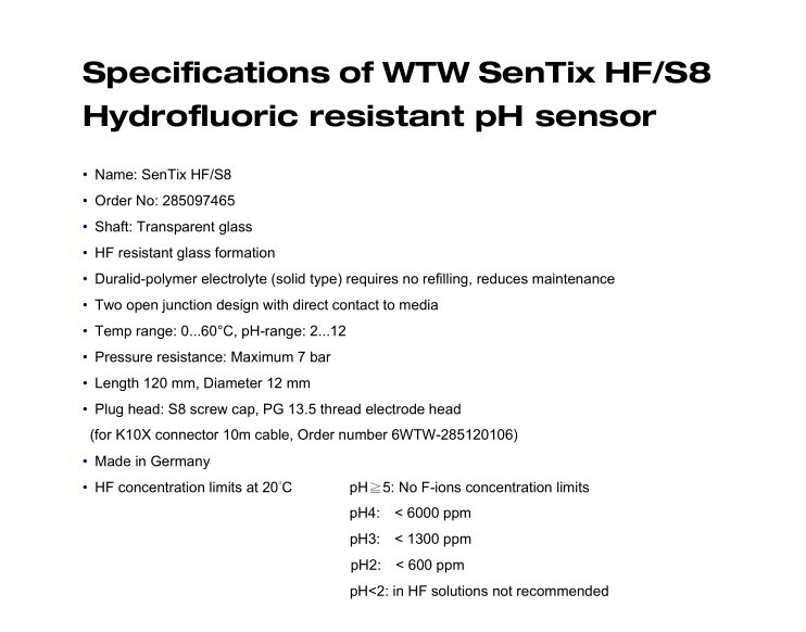 德国WTW 耐HF酸PH电极SenTix HF/S8-阿里巴巴