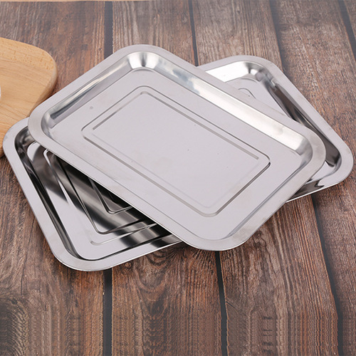 27*20 stainless steel square plate barbecue plate, school cafeteria rice plate, hotel tea meal tray, night market barbecue
