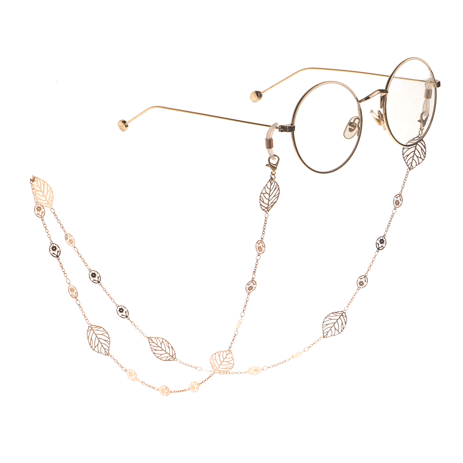 Non-slip Popular Metal Hollow Leaves Glasses Chain display picture 5