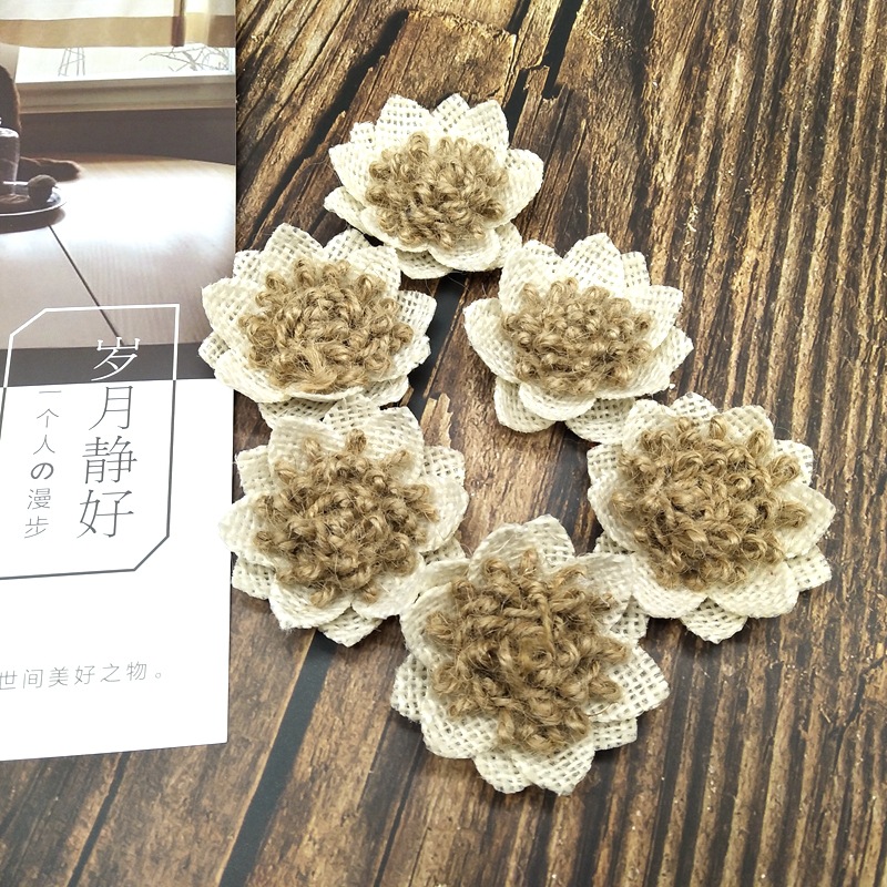 Amazon New Jute Rope Small Flower Handmade DIY Decorative Accessories Clothing Accessories Simple Retro