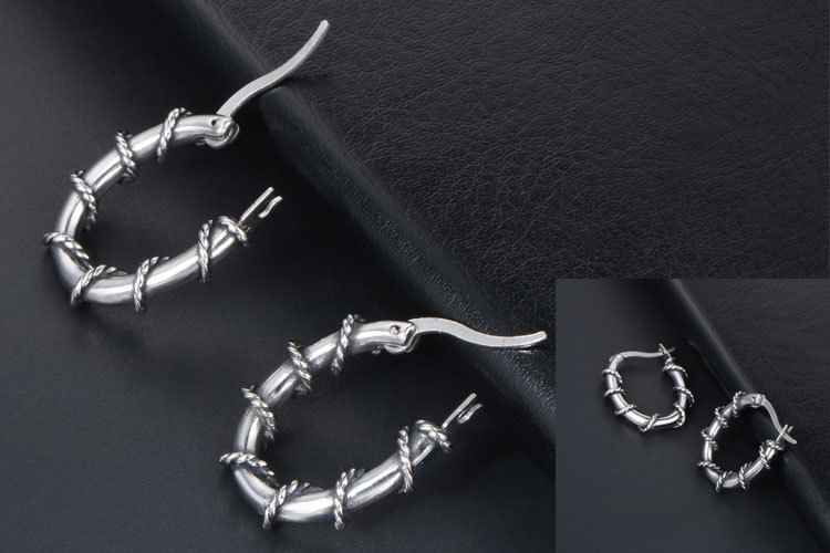 1 Piece 1 Pair Simple Style Geometric Polishing Titanium Steel Hoop Earrings display picture 4