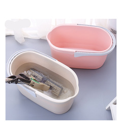 Household bathroom sponge mop bucket squeeze bucket wide diameter thickened mop bucket rectangular large portable plastic bucket