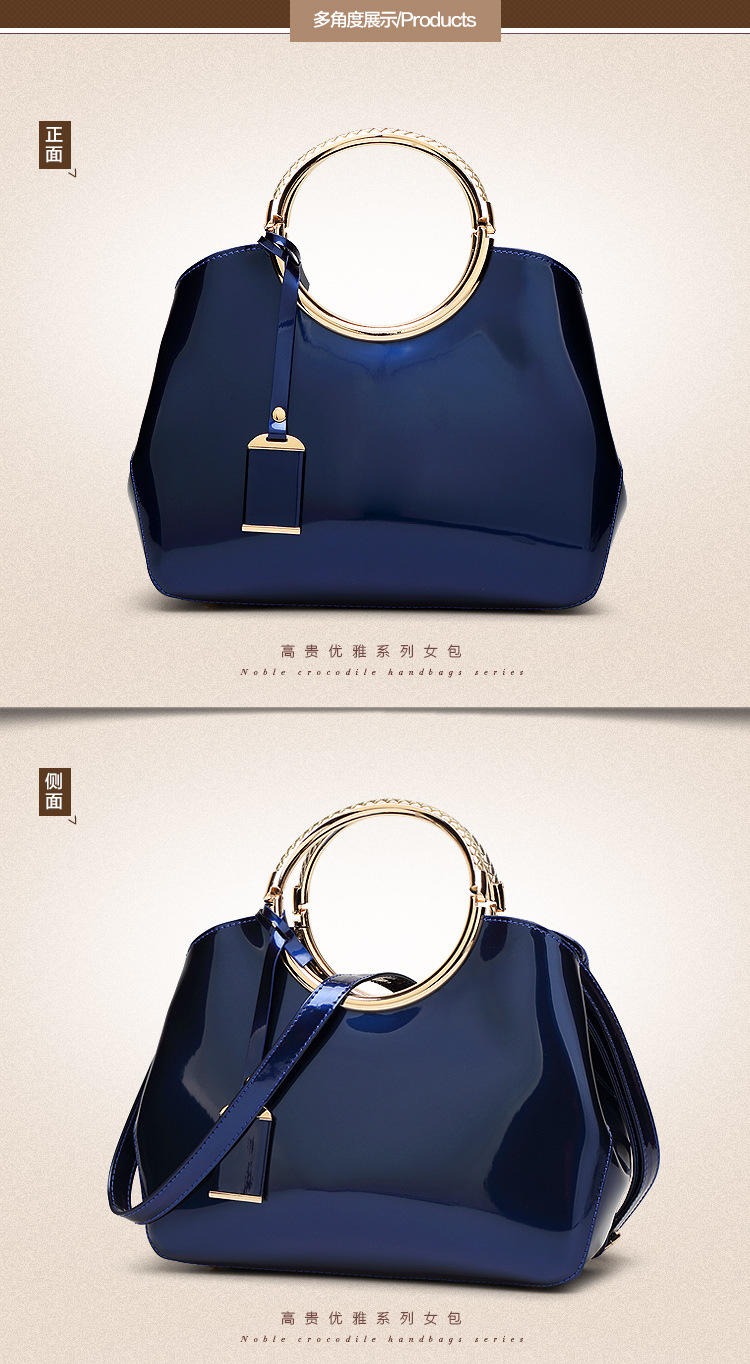 Large Pu Leather Fashion Dome Bag Handbag display picture 1